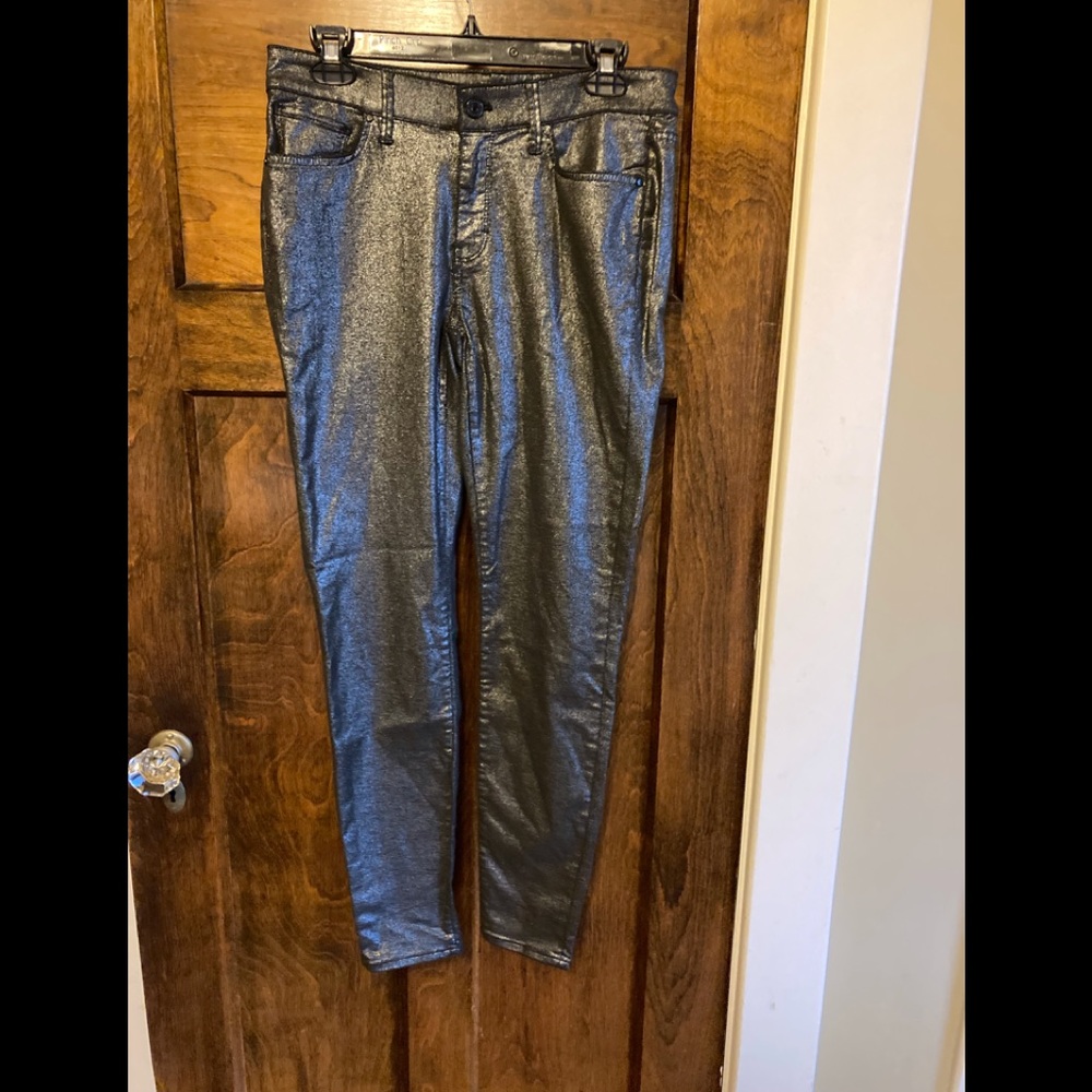 WHBM SKINNY MID RISE METALLIC PANTS SZ 6 - Picture 1 of 9
